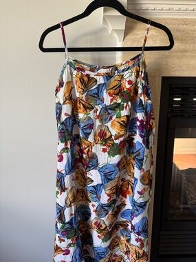 Floral Print Spaghetti Strap Maxi Dress - Multicolor; A-line shape